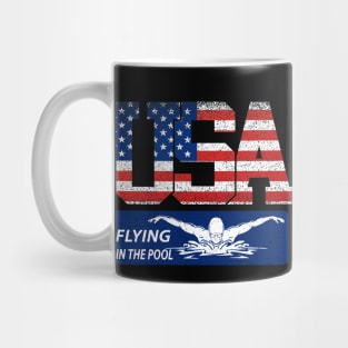 Vintage Flying In Pool USA Flag Swimming World Record 2021 Mug